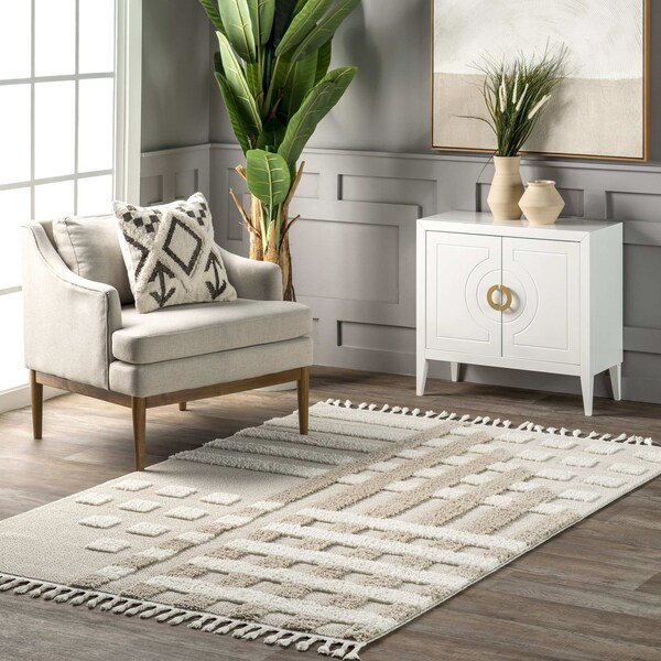 Nuloom Cordelia Fragmented Stripes Tasseled Area Rug 5ft x 7ft 6in KKGS01A-508 - main